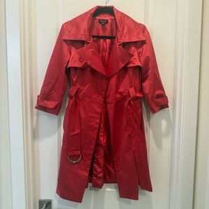 bebe Vibrant Red Trench Coat size small